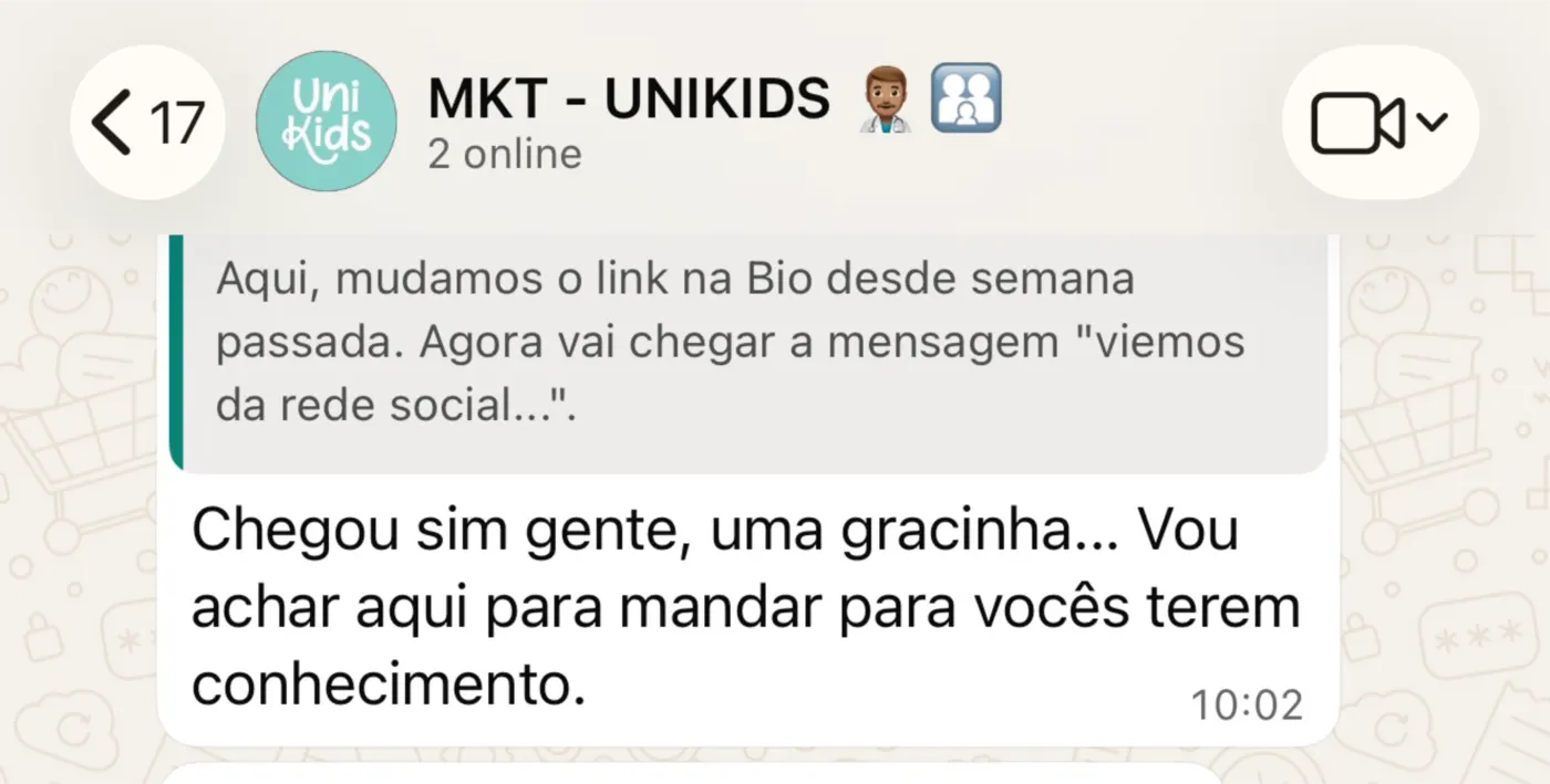 Perfil da UniKids no Instagram com reels de 9.961, 7.907 e 17,5 mil visualizações